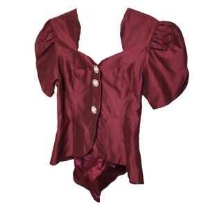 1880s? Historical Top Shirt Halloween Costume Maroon Dark Red Size 9/10 (Medium)